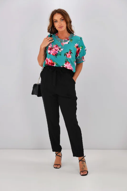 Weekend Offers That Shine Shine On Label Silas Tie Front Pant Black