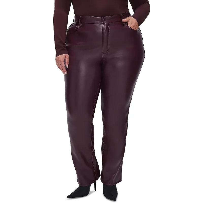 Year-End Clearance Icon Womens Faux Leather High Rise Straight Leg Pants
