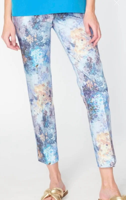 Weekend Bargains to Indulge In Front Zip Ankle Pant Monet In Blue Multi