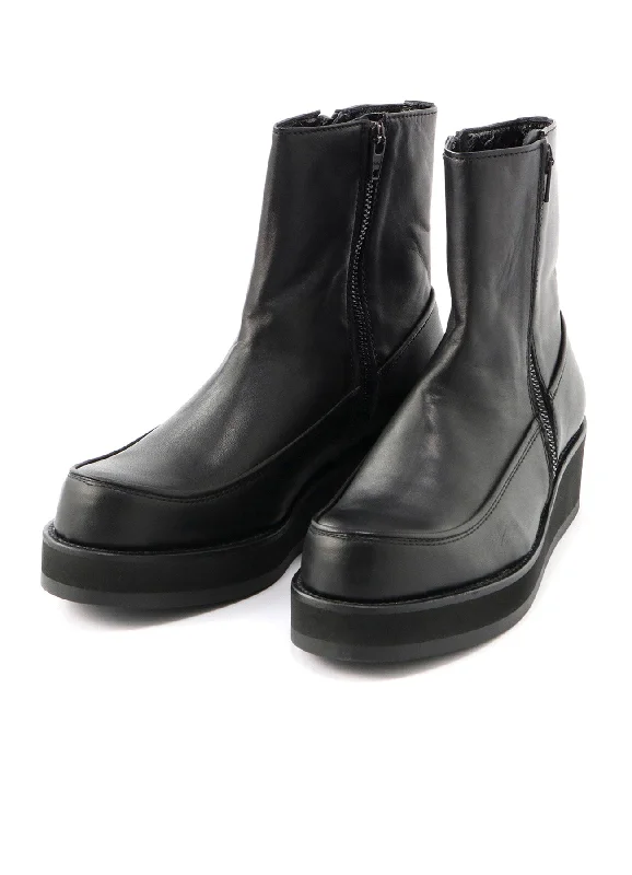Price Fest Smooth Leather Thick Sole W-Zip Boots