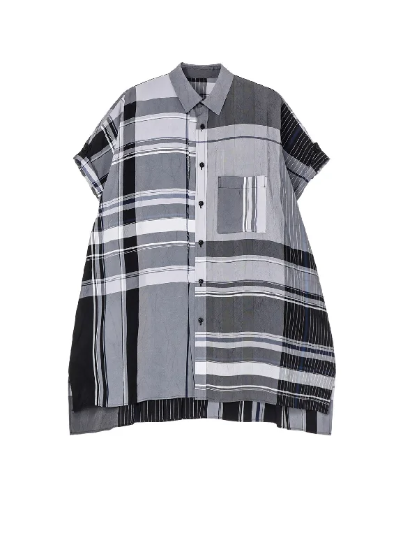 Weekend Deals That Sparkle RAYON WRINKLED PLAID HALF SLEEVE BLOUSE