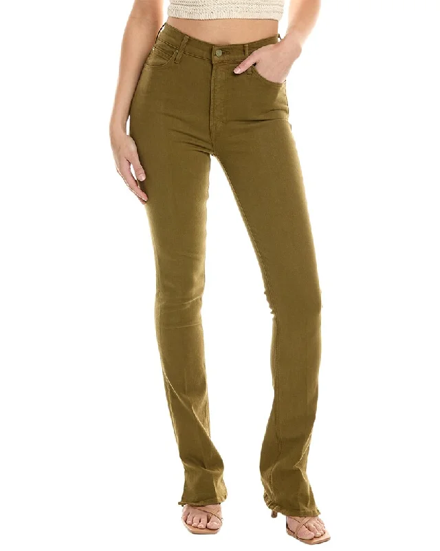 Deal Dash MOTHER Denim The High-Waist Runaway Slice Heel Fir Green Skinny Flare Jean