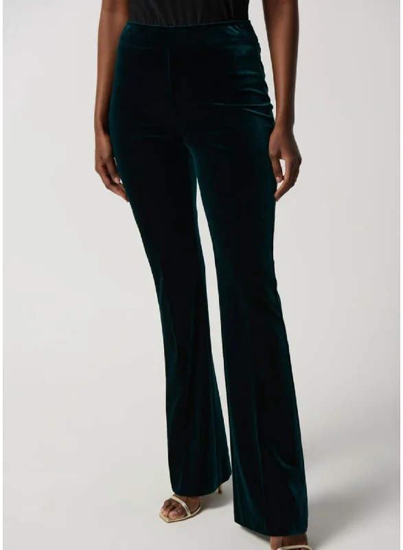 Hot Deal Velvet Flared Pull-On Pants 234289 In Dark Green