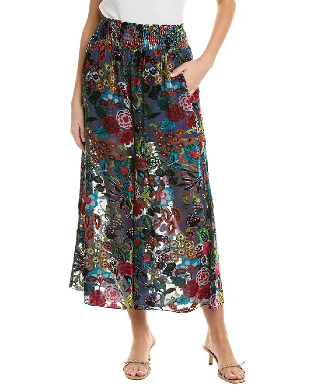 One-Day Only Johnny Was Petite Minto Burnout Rachel Silk-Blend Pant