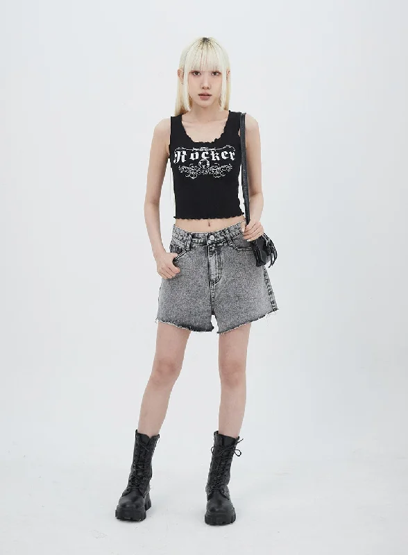 Final Markdown Wide Denim Shorts IU313