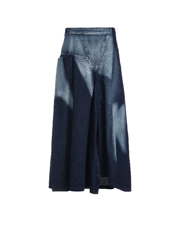 Deal Alert C/ SPOTTED DENIM TRIANGLE GUSSET FLARE SKIRT