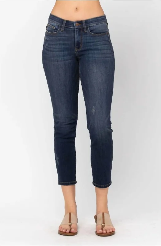 Year-End Sale Mid Rise Cropped Relaxed Fit Denim Jean In Blue