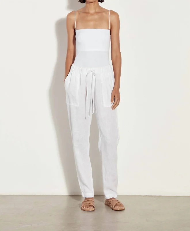 Flash Deals Linen Easy Pant In White