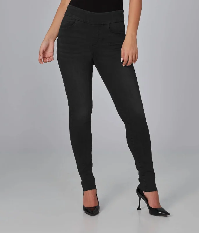 Take Advantage Anna High Rise Skinny Pull On Jeans In Night Black