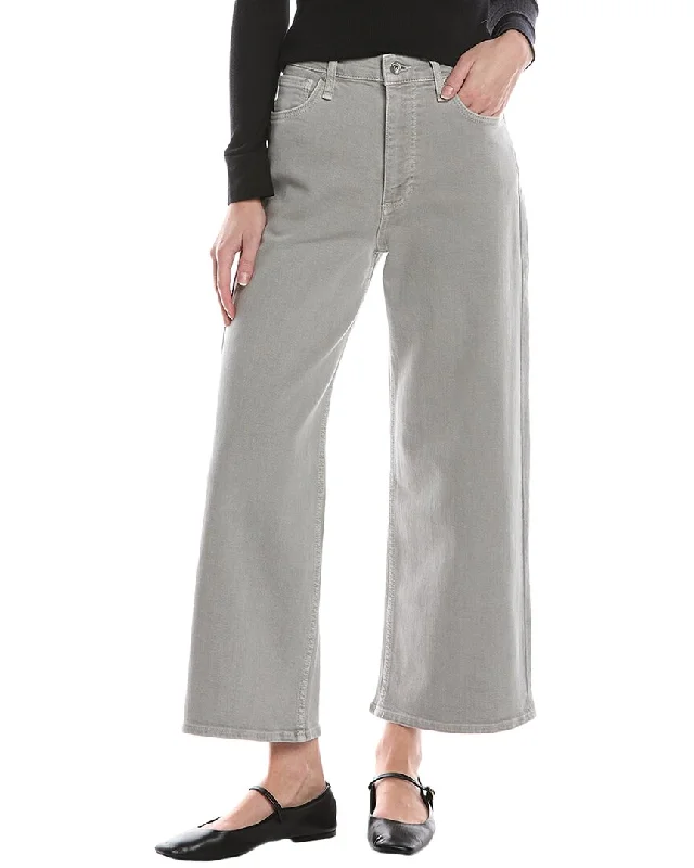 Closeout Sale rag & bone Andi Light Grey High-Rise Wide Leg Jean