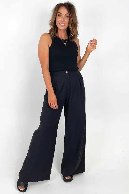 Closeout Iris Maxi Linen Blend Pants Black