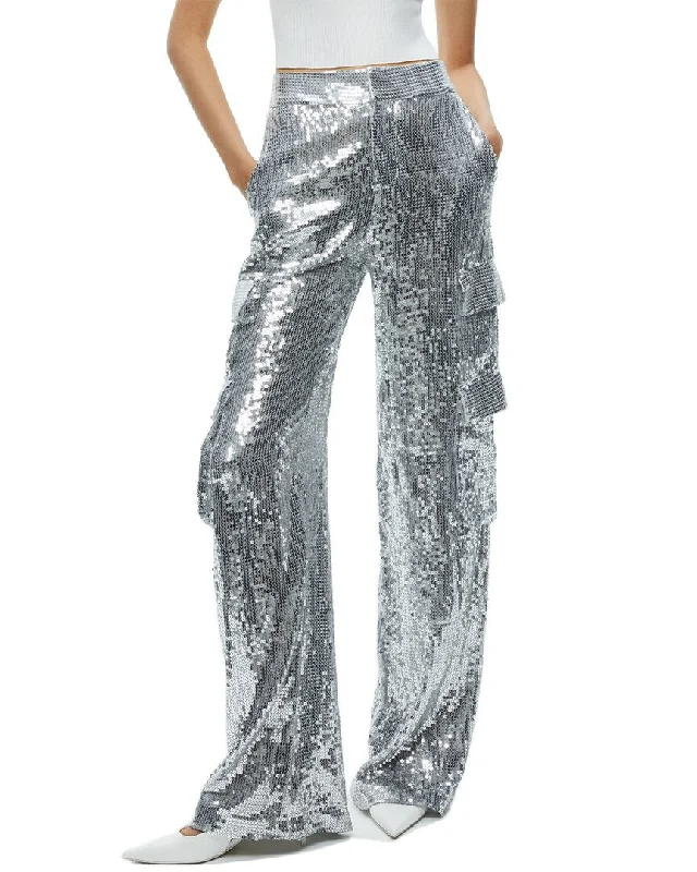 Extra Discounts alice + olivia Hayes Sequin Wide Leg Cargo Pant