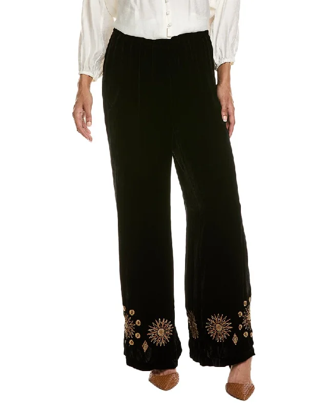 Lowest Price Johnny Was Heidi Velvet Silk-Blend Wide Leg Pant