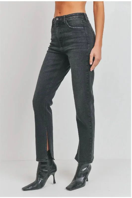Bargain Blast Long-Line Slim Slit Straight In Black