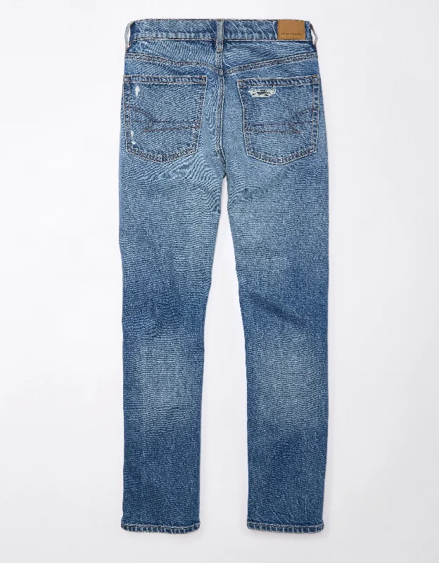 Weekend Savings Spectacle AE Stretch Super High-Waisted Ripped Ankle Straight Jean