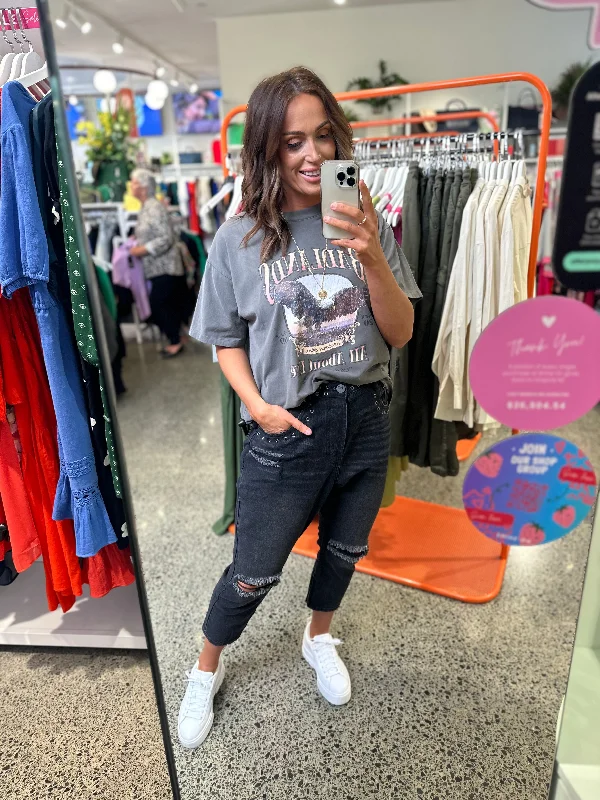 Season Finale Sale One Teaspoon Kingpins Cropped Boyfriend Jeans Black Oak