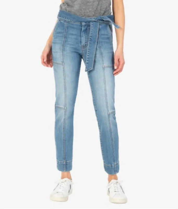 Sale Event Reese High Rise Ankle Straight Leg Tie Waist In Blue