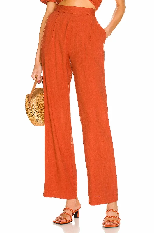 Today’s Deal Linen Pleat Pant In Faded Rust
