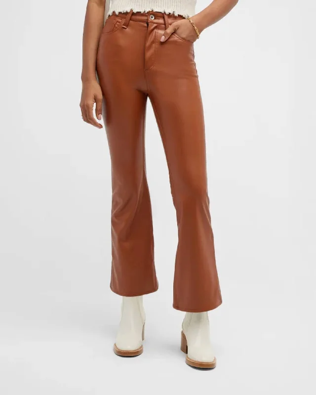 Weekend Discounts to Enjoy Casey Faux Leather Flare Pants In Putty Brown