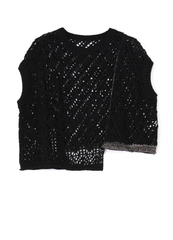 Weekend Deals That Amaze OPENWORK WEAVE PANEL UNEVEN PULLOVER KNIT