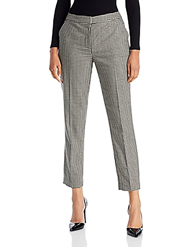 Can't Resist Womens Check Print Sequined Trouser Pants