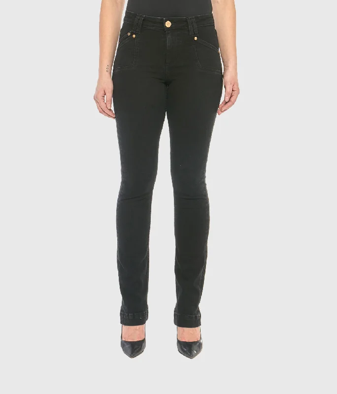 Weekend Deals That Amaze KRISTINE-RBLK Mid-Rise Straight Jeans