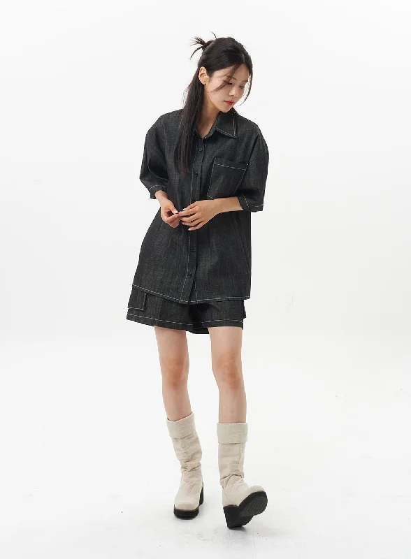 One-DAY Sale Cargo Denim Shorts OU326