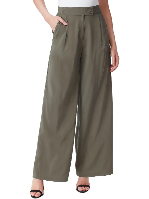 Special Offer Melba Womens Pleated Viscose Wide Leg Pants