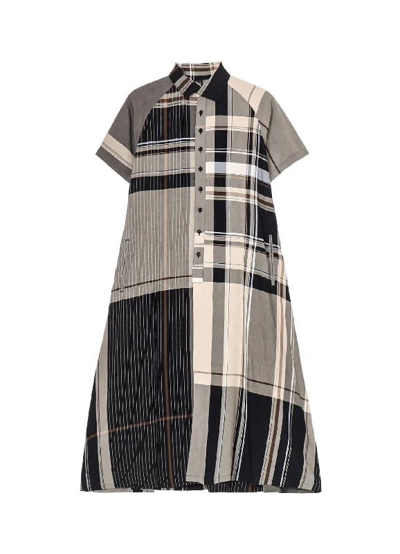 Weekend Discounts to Celebrate RAYON WRINKLED PLAID SHIRT DRESS
