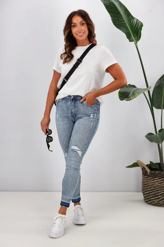 Hurry In Wakee Georgia Ripped Jean Blue