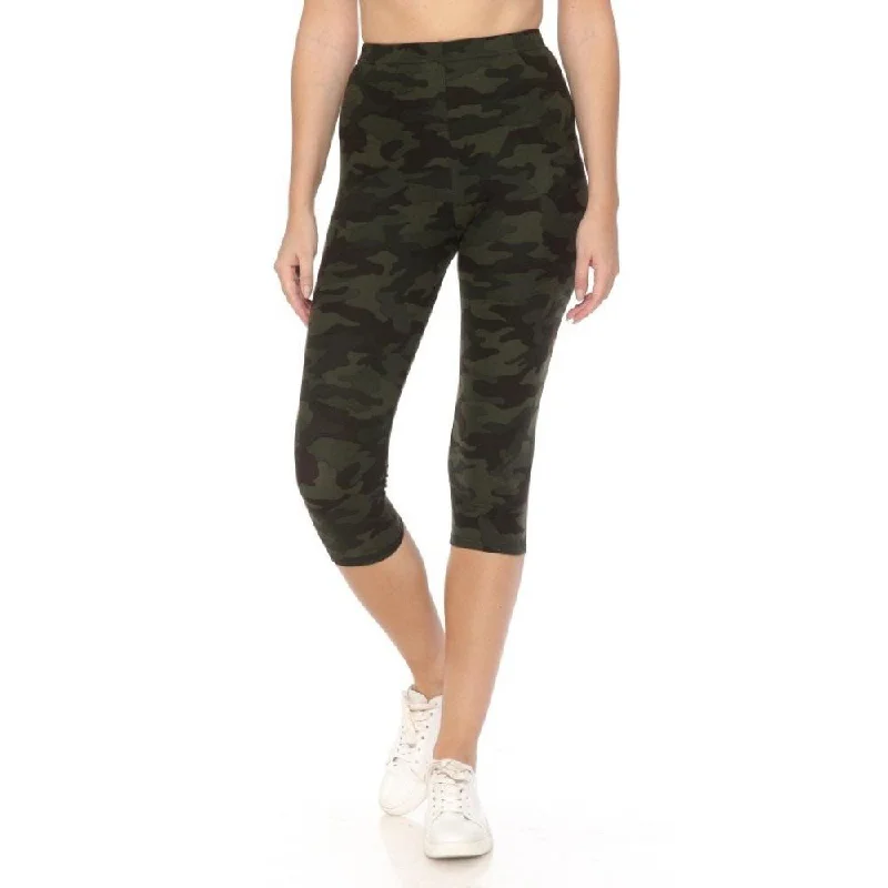 Shop Now Multi-color Print, Cropped Capri Leggings In A Fitted Style With A Banded High Waist