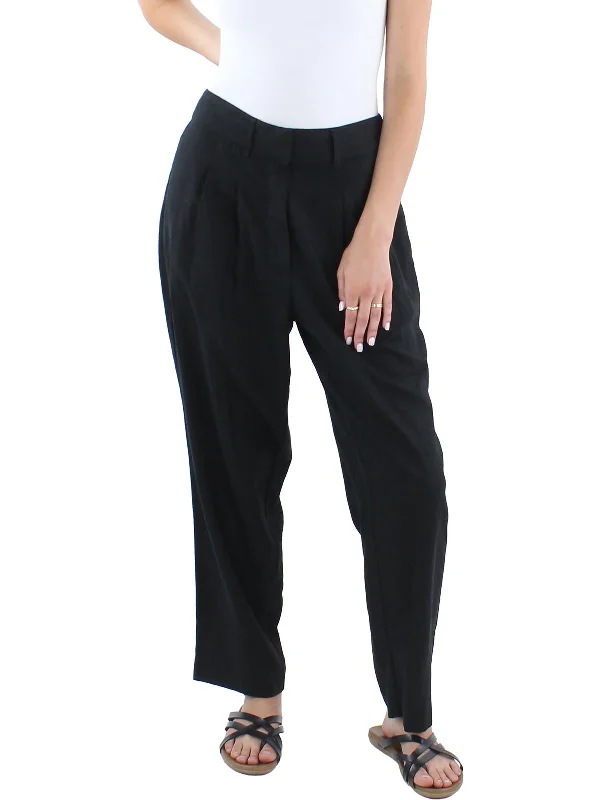 Weekend Savings Bonanza Womens Linen High Rise Straight Leg Pants