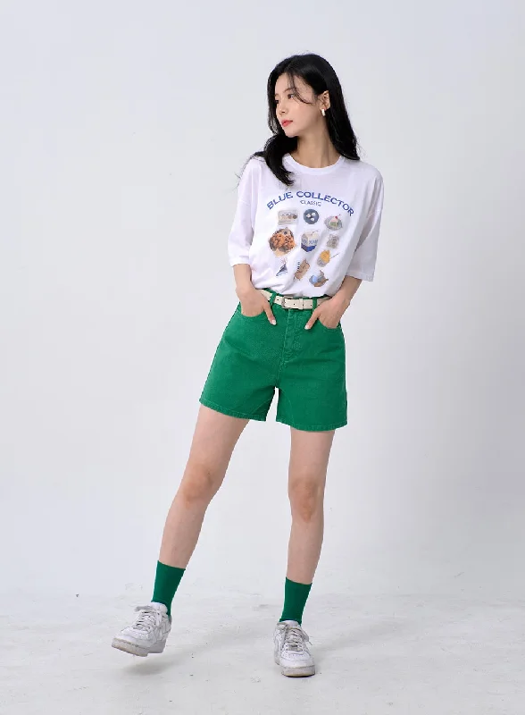 Fantastic Offers Color Wide Cotton Shorts OA303