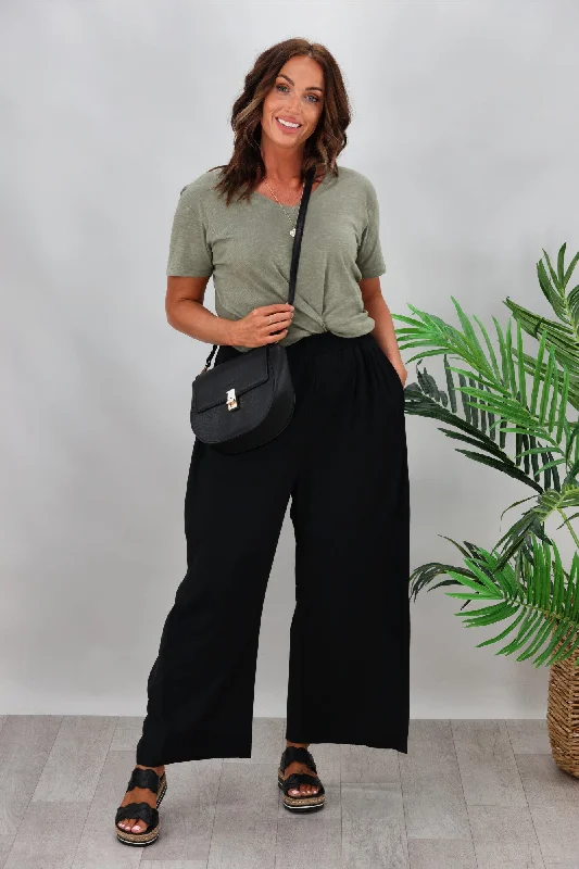 Loyalty Reward Tirelli Side Panel Palazzo Pant Black