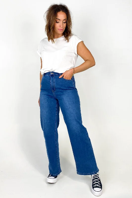 Don't Wait Wakee Gemma Wide Leg Jeans Dark Blue