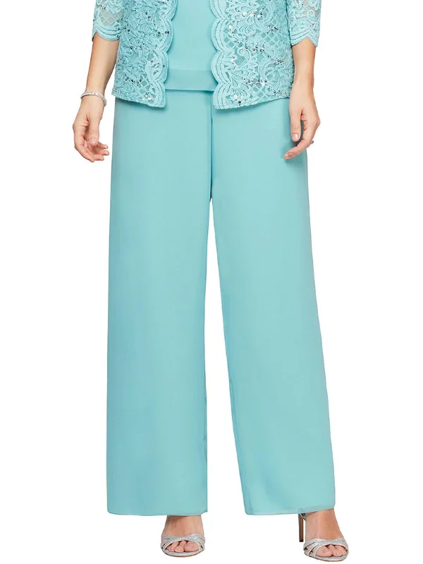 Online Exclusive Womens Sheer High Rise Wide Leg Pants