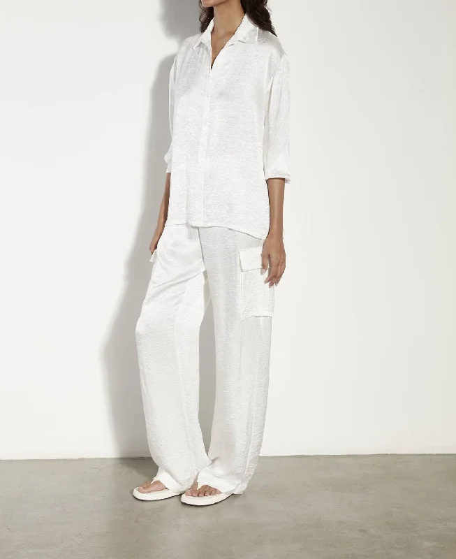 New Deals Textured Satin Cargo Pant In Undyed