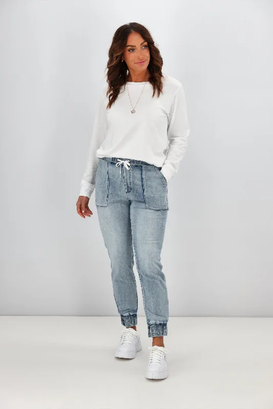 Weekend Deals to Brighten Your Day Shine On Label Daytona Knit Denim Jogger
