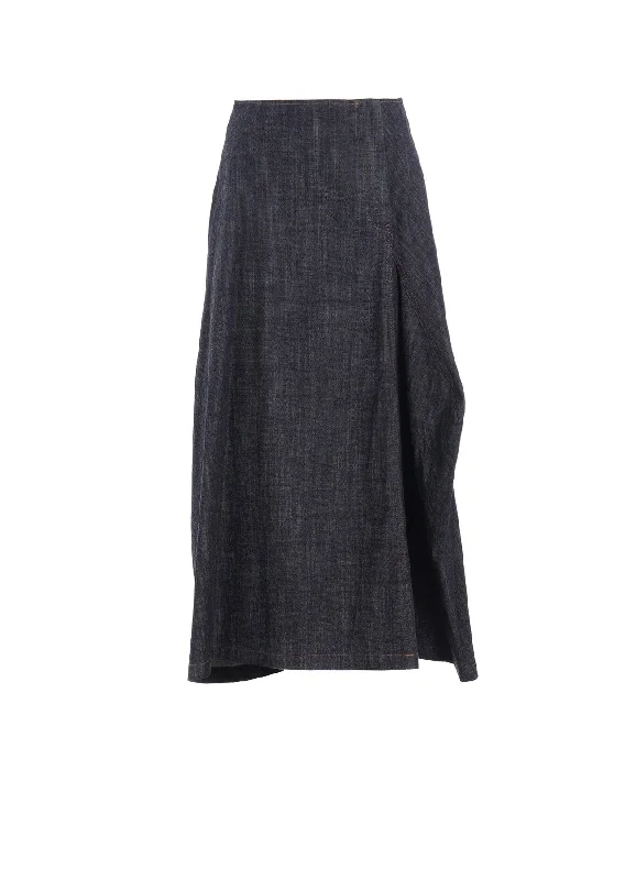 Super Sale 8OZ DENIM PANEL TUCKED FLARE SKIRT