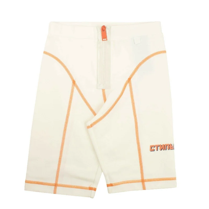 Special Buy Heron Preston Stitch Biker Shorts - White/Orange