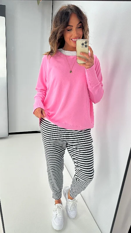 Discount Mania Silent Theory Falling Brick Stripe Pant Black White Stripe