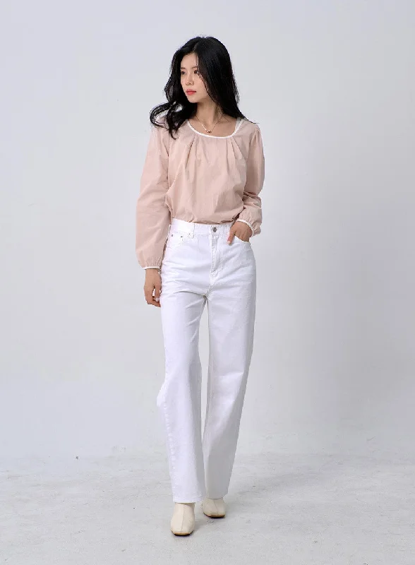 Inventory Reduction Straight Leg Cotton Pants OM331
