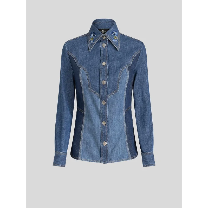 Price Drop DENIM SHIRT WITH EMBROIDERY