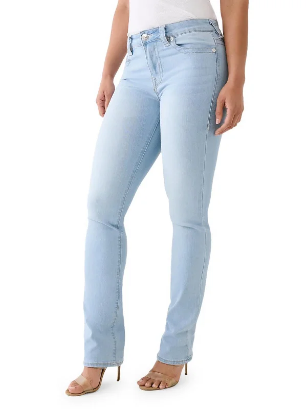 Weekend Shopping Made Better Billie Womens Mid-Rise Light Wash Straight Leg Jeans