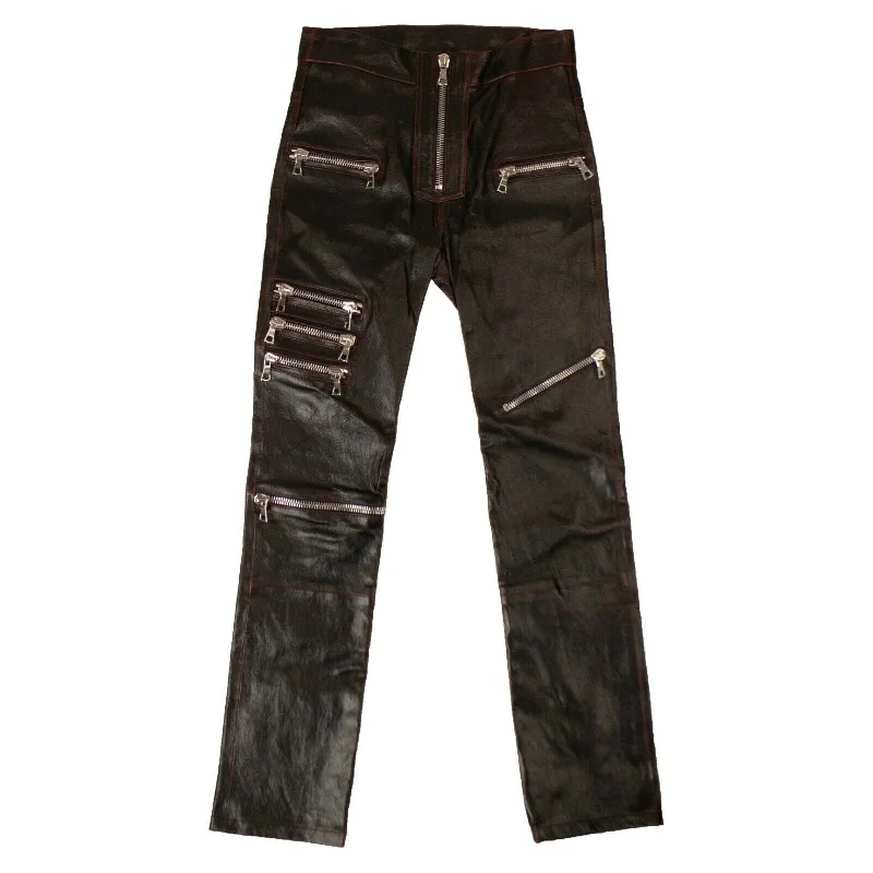 Crazy Deals Unravel Project Leather Multi Zip Skinny Pants - Black