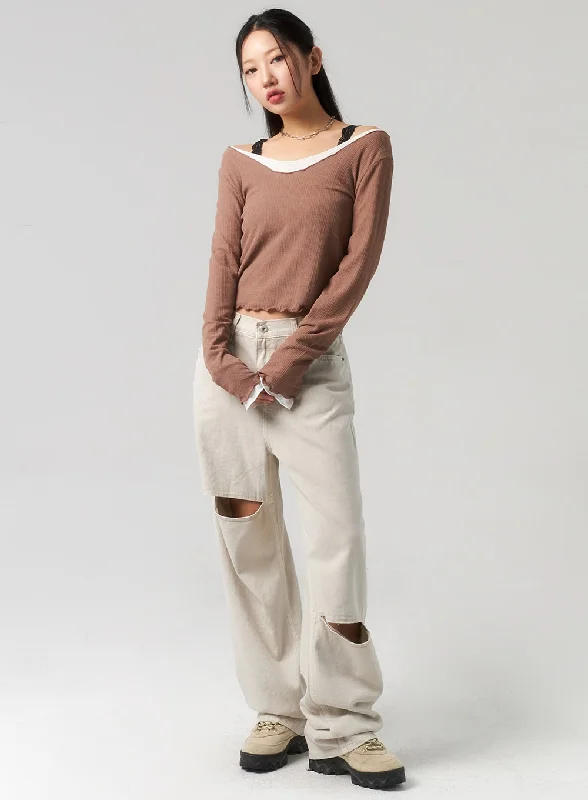 Deal of the Week Cut Out Wide Pants CU328