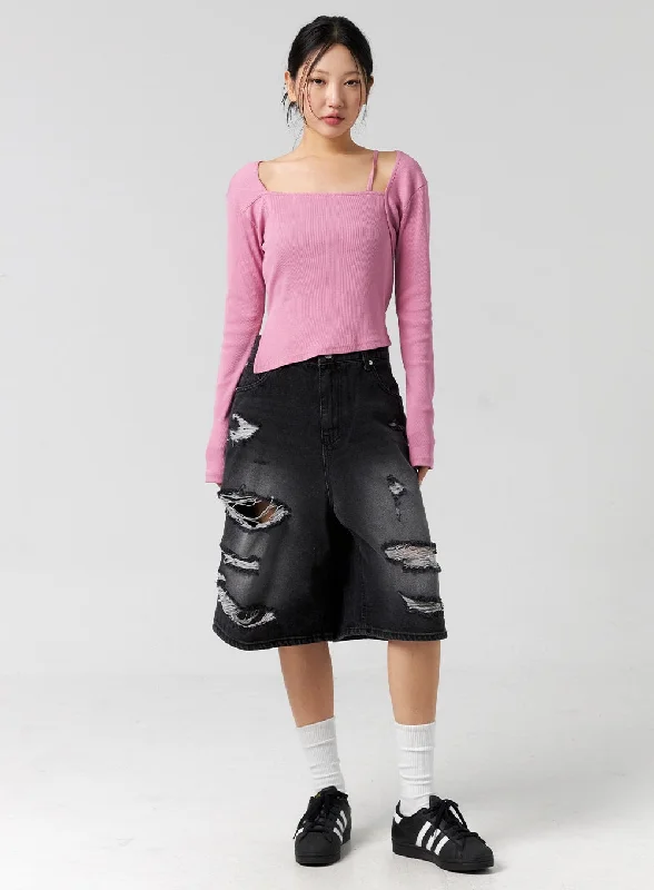 While Supplies Last Ripped Bermuda Pants Unisex CG303
