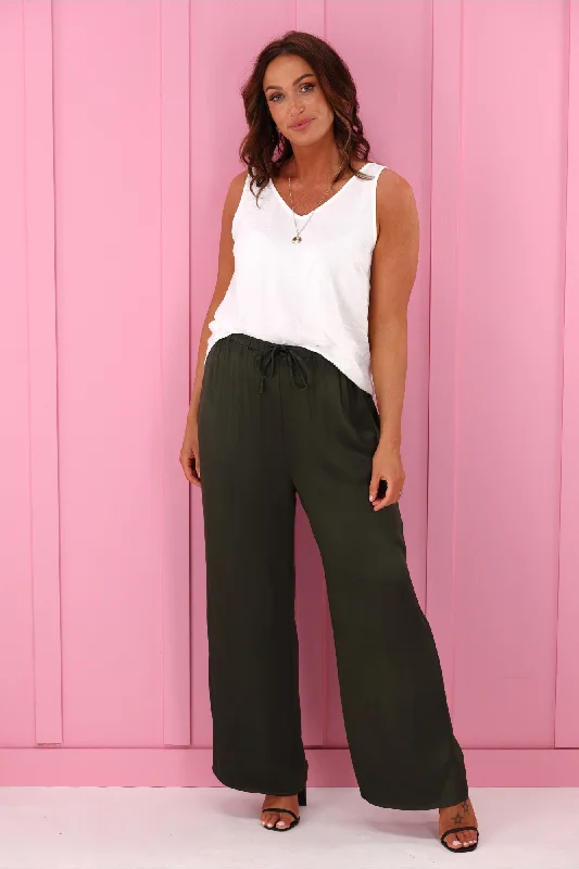 Price Rollback Jane James Amelie Sateen Pants Olive