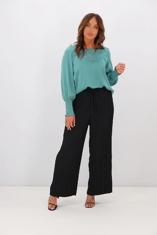 Year-End Sale Jane James Palazzo Pleated Pants Black
