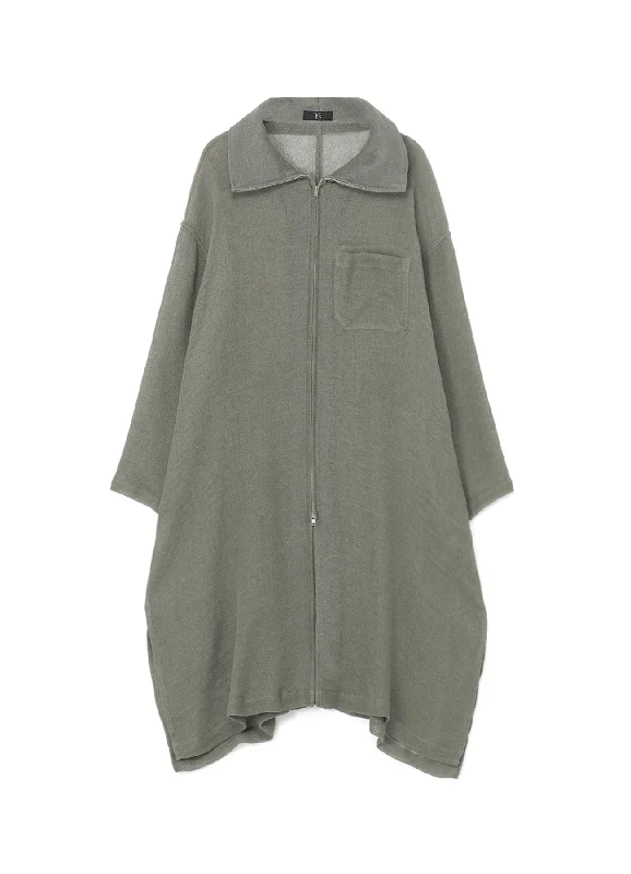 Daily Deals LENO CLOTH STAND COLLAR DRESS